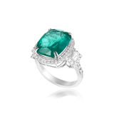 Ishtar Cushion Emerald & Diamond Ring