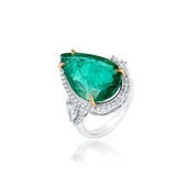 Aurelia Pear Emerald & Diamond Ring