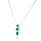 Verdant Cascade Tri-Emerald Necklace