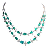 Double-Line Diamond Emerald Necklace