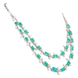 Double-Line Diamond Emerald Necklace