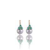 Diamond Hoops With Emeralds and Pearls