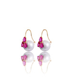 Diamond Hoops With Rubies and Pearls