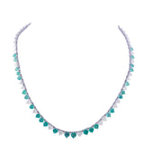 Diamond Necklace With Heart Diamonds & Emeralds