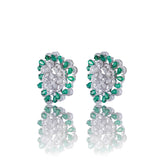 Rose Cut Diamond Earring With Zambian Emeralds