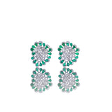 Rose Cut Diamond Earring With Zambian Emeralds