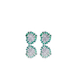 Rose Cut Diamond Earring With Zambian Emeralds