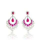 Radiant Ruby Pearl Earrings