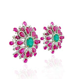 Ruby Emerald Diamond Earrings